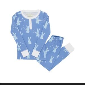 The Beaufort Bonnet Company Blue Bunny Print Kids Pajama Set